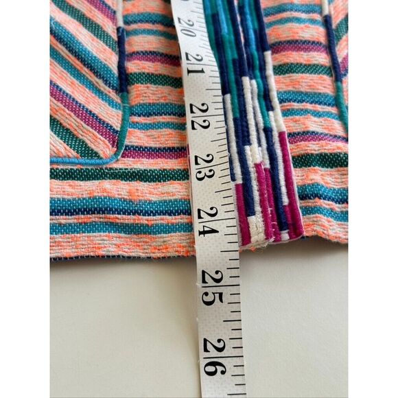 ZARA Open Front Jacket Overshirt M Textured Multicolor Striped Embroidered Boho - Picture 10 of 12